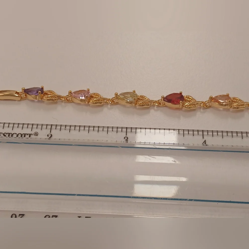 New 18k Goldplated Multi-Color Gemstone Forest Vine Bracelet - Picture 10 of 12